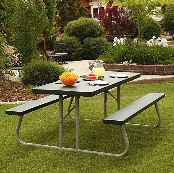 Collapsible picnic table with benches