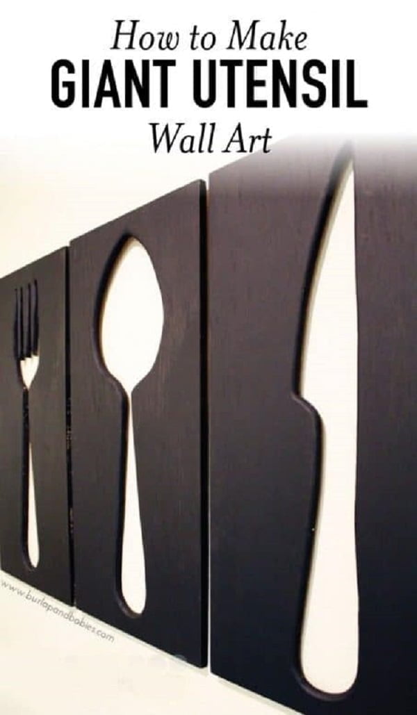 How to make #DIY giant utensil kitchen wall art #homedecor