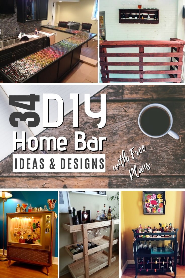 Who else wants to build a DIY home bar in their home? It's easy with these ideas and designs. Great list! #DIY #homedecor