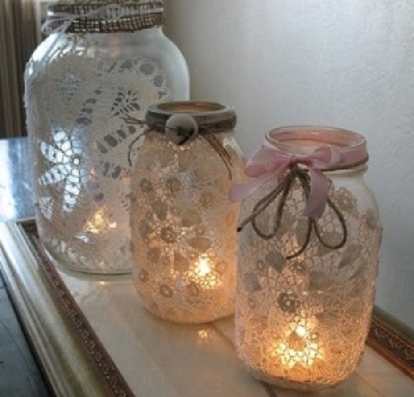 How to make  mason jar doily lanterns 