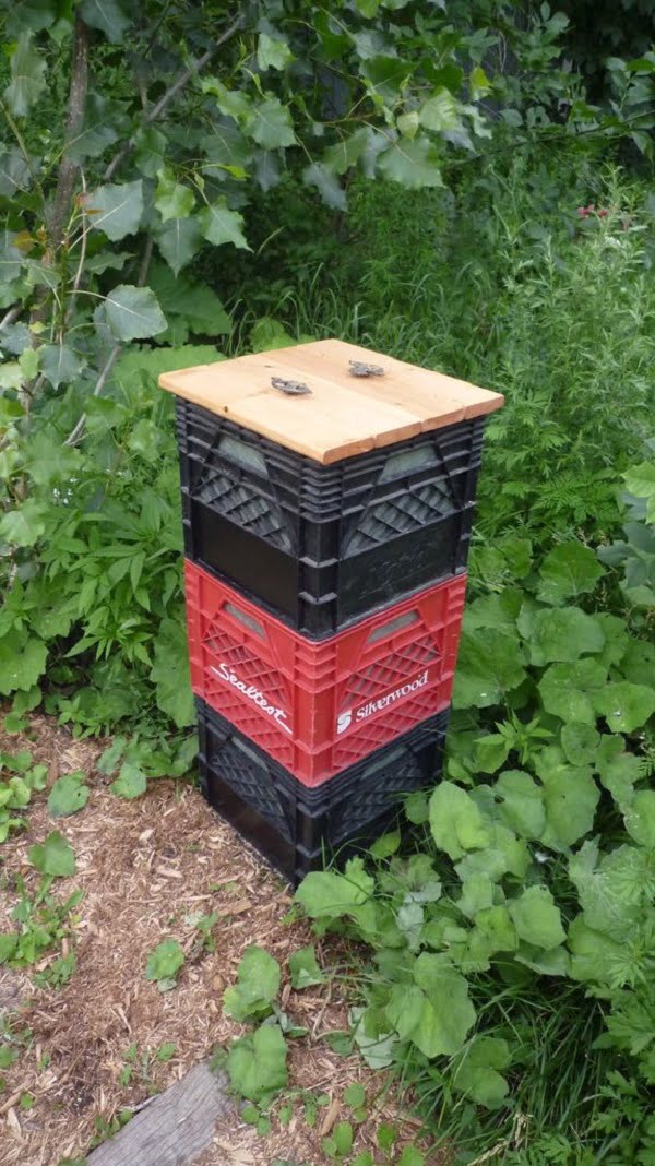 How to make a  milk crate compost bin 