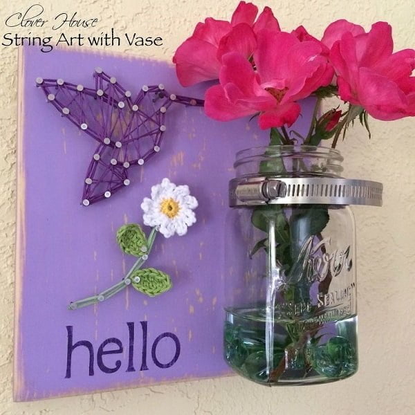 How to make string art with mason jar vase