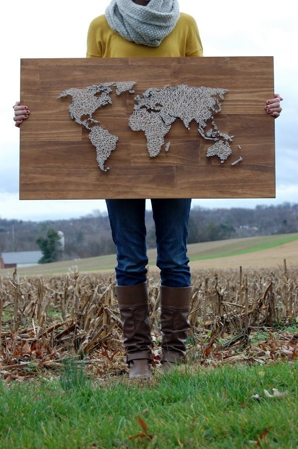 How to make world map string art