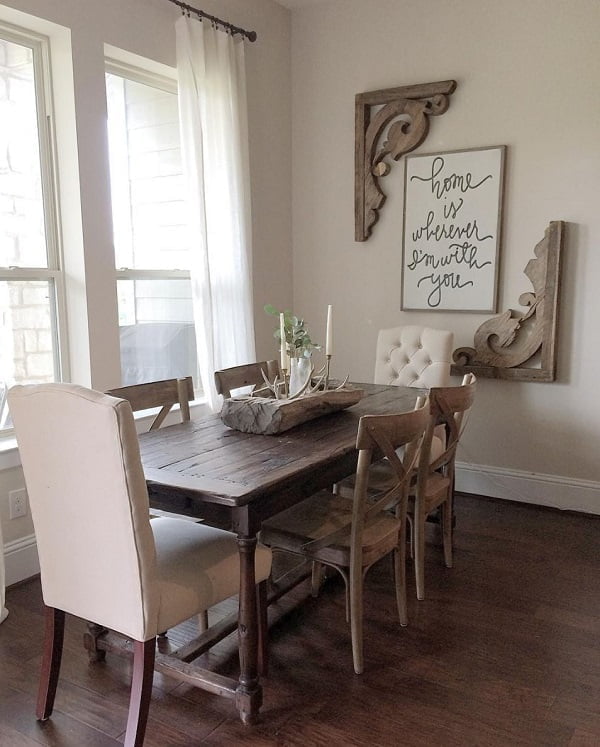 Farmhouse #rustic corbels dining room wall decor #homedecor