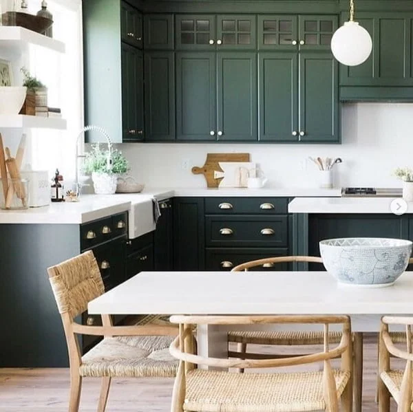 Hunter green kitchen cabinets