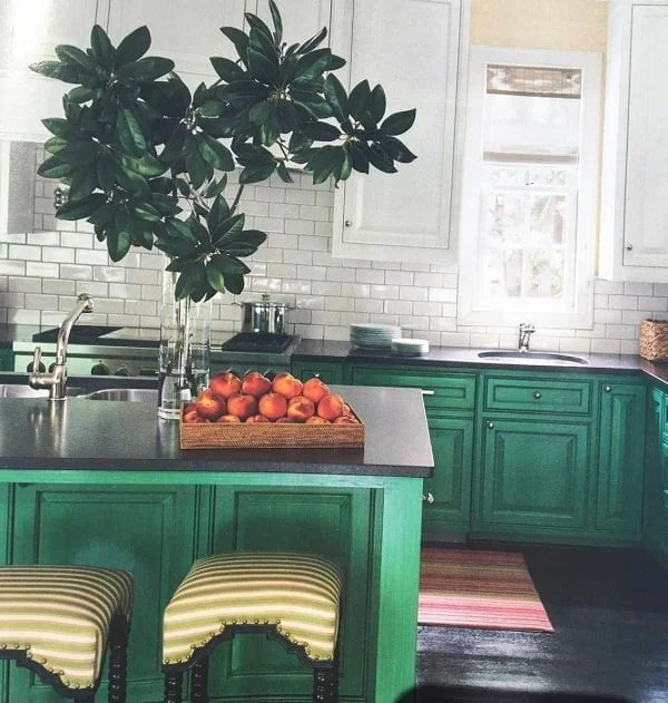Jade green kitchen cabinets