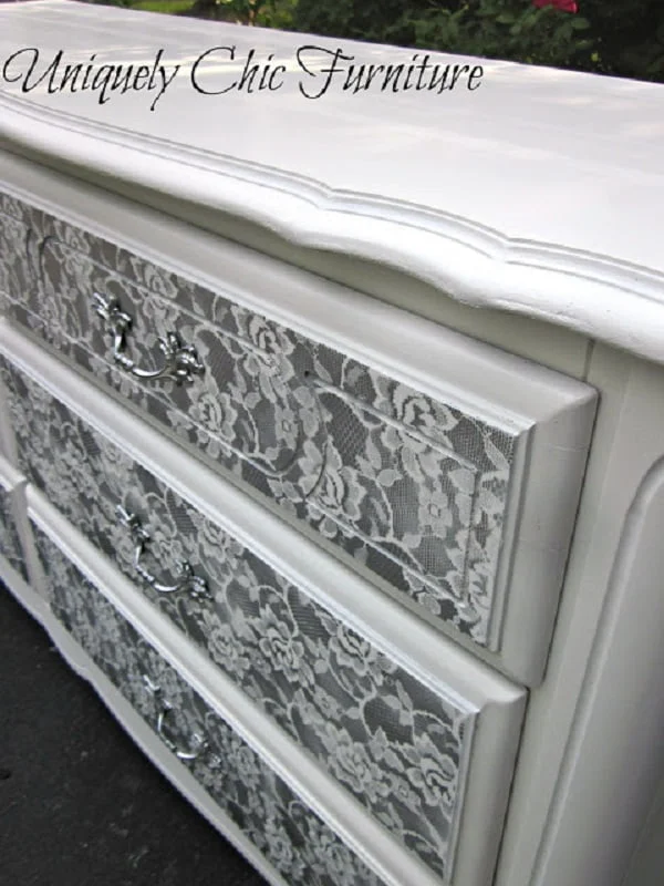 Shabby Chic Dresser Makeover with Lace  