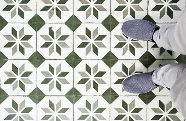 Mosaic kitchen floor tile idea