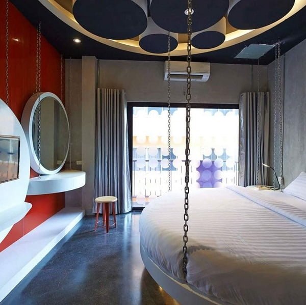 Round Bed in Futuristic Bedroom 