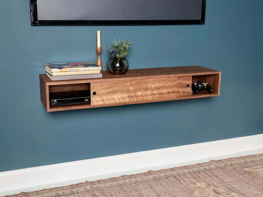 rustic floating media console