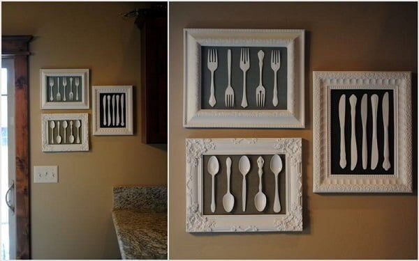How to make #DIY framed silverware kitchen wall art #homedecor
