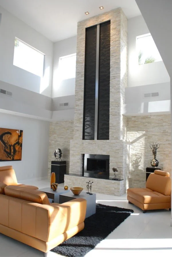 Modern Chimney Stone Fireplace 