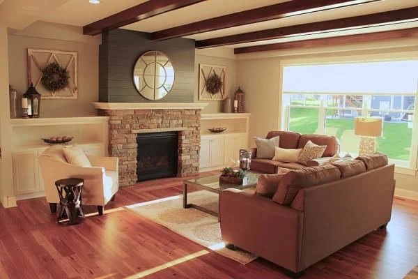 Modern Farmhouse Stone Fireplace Idea 
