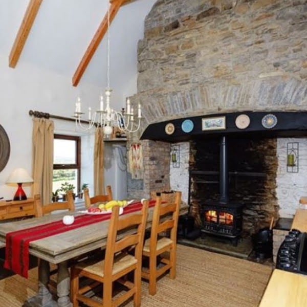 Irish Rustic Cottage Stone Fireplace Idea 