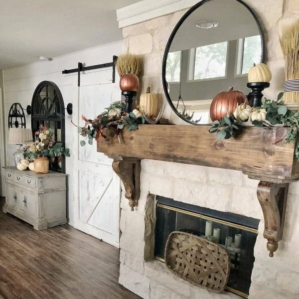 Rustic Cottage Stone Fireplace 