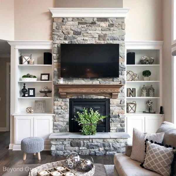 Classic Farmhouse Stone Fireplace 
