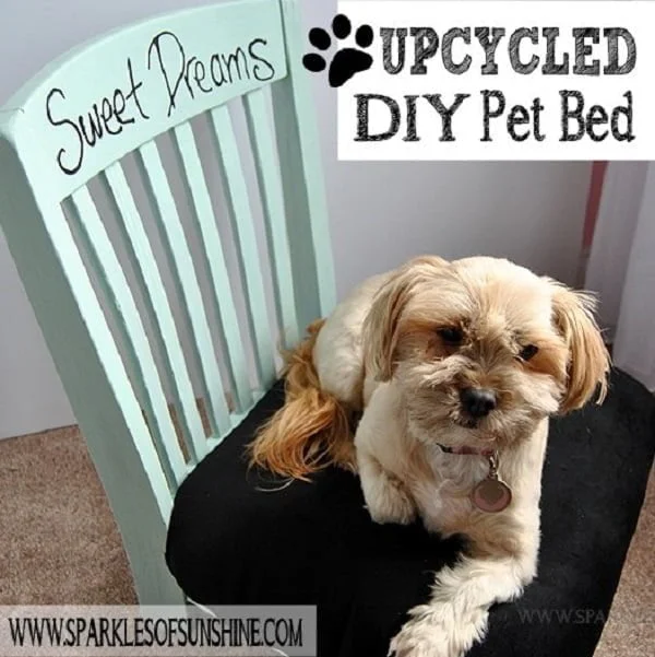 Upcycled  Dog Bed from an Old Chair