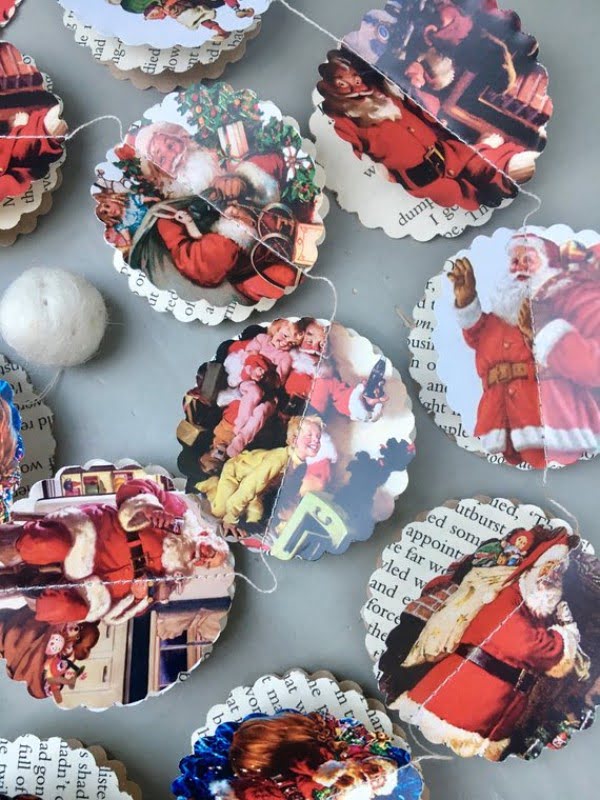 Vintage 3D Paper Christmas Garland