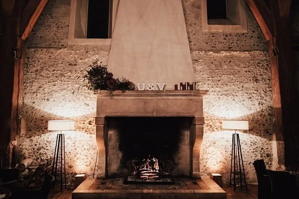 Wood Cabin Stone Fireplace 