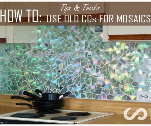 Old CD Mosaic  Backsplash 