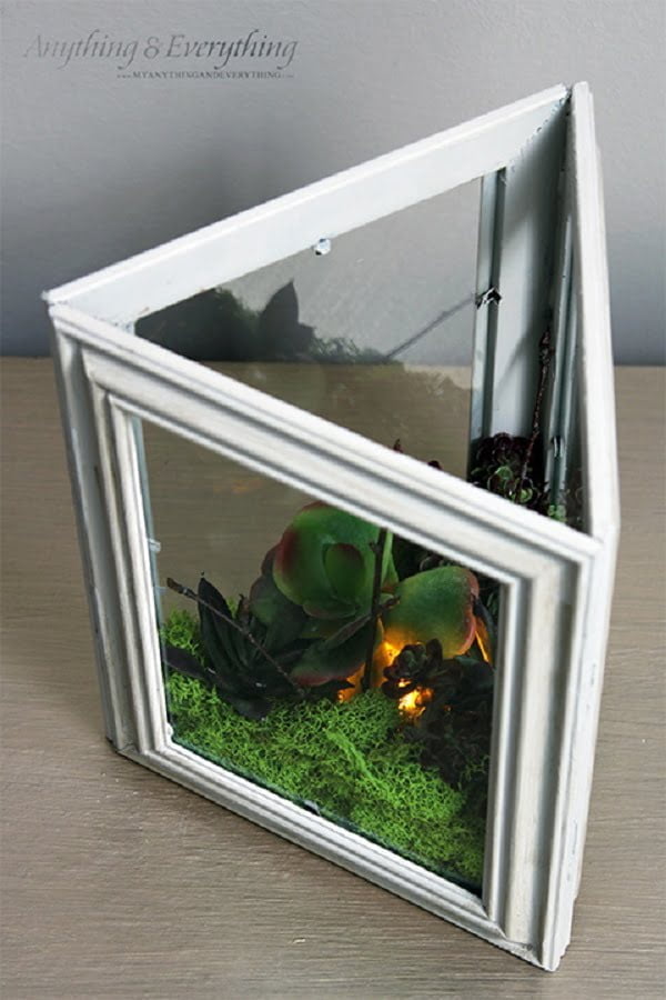  Faux Succulent Terrarium from Picture Frames 