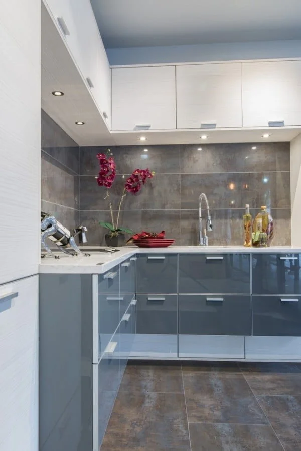 Glossy Grey Kitchen Cabinets 