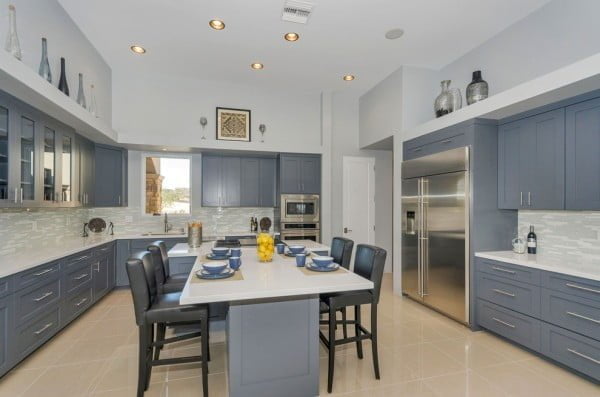 Grey Cabinets in a White Kitchen Design 