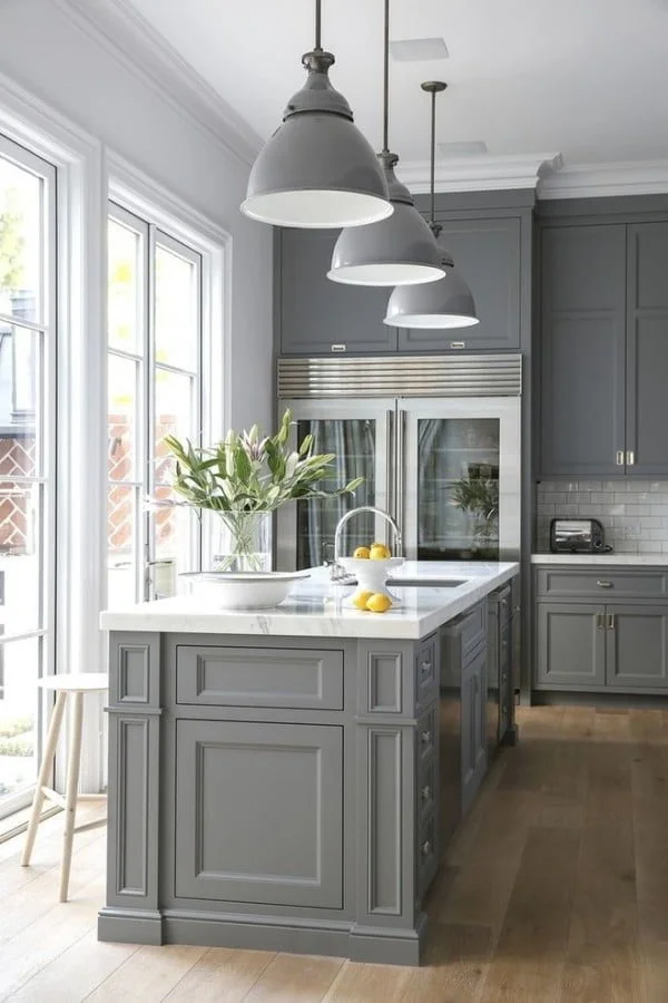 Grey Kitchen Cabinets in Modern Farmhouse Decor 
