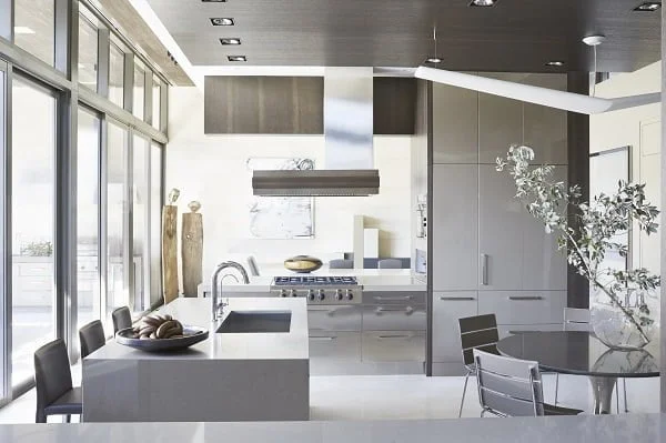 Grey Metallic Kitchen Cabinets 