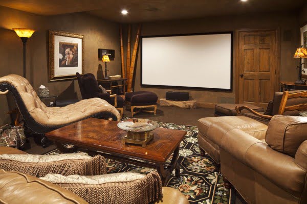 Eclectic Home Theater Design 