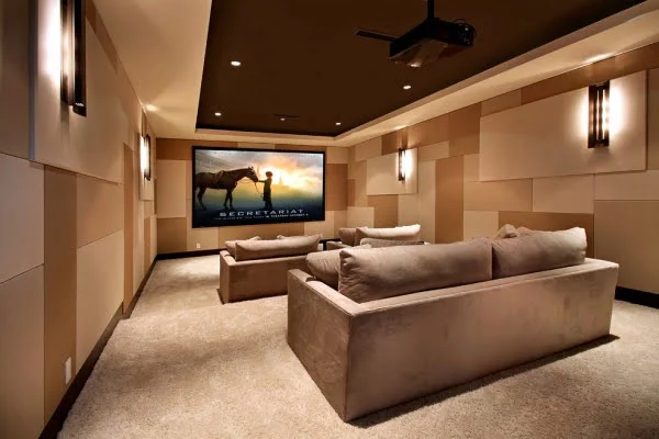 Modern Geometric Home Theater Design 