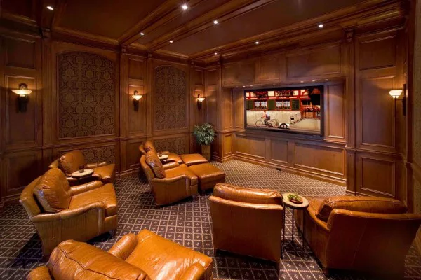 Mediterranean Luxury Home Theater Design 