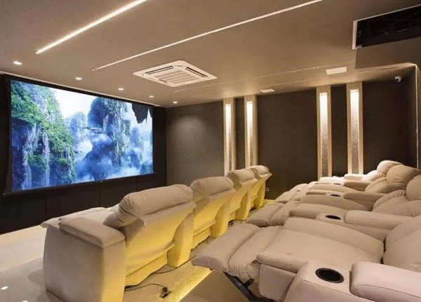 Modern Beige Home Theater Design 