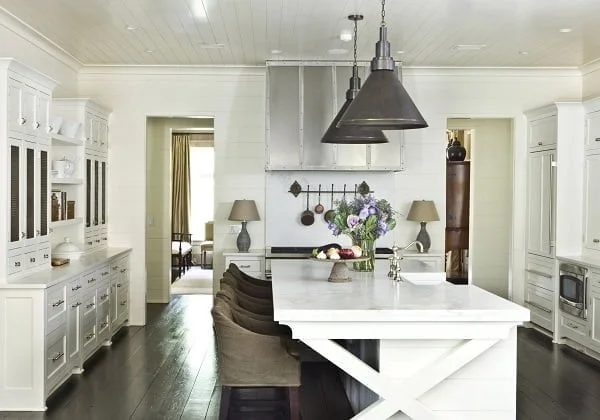 White Kitchen Cabinets with Dark Floors 