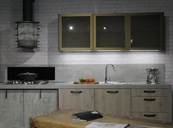 Grey Kitchen Cabinets in Rustic Industrial Decor 