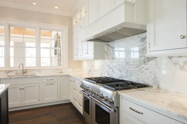 White Kitchen Cabinets with Chrome Hardware 