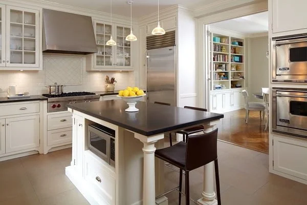 White Kitchen Cabinets with Black Countertops 