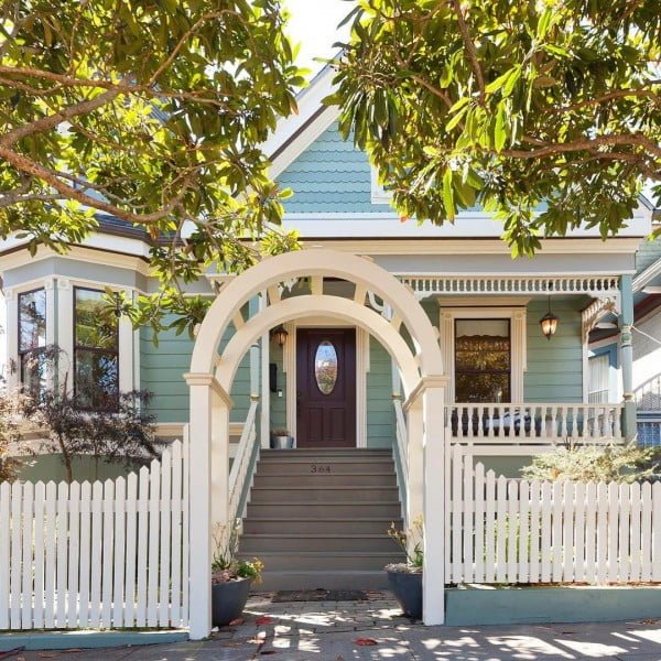 Arched Gateway White Picket Fence 