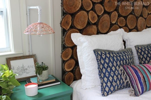 Wood Round Headboard #DIY #homedecor
