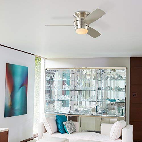 Harbor Breeze Beach Creek 44 In Brushed Nickel Integrated Led Indoor Downrod Or Close Mount Ceiling Fan With Light Kit And Remote Amazon Com