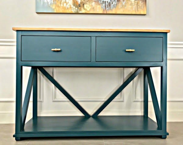 DIY Farmhouse Console Table Plan with Drawers - Abbotts At Home #DIY #homedecor #furniture