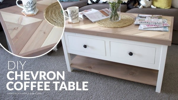 DIY Chevron Top Coffee Table // With or Without Drawers #DIY #homedecor #furniture