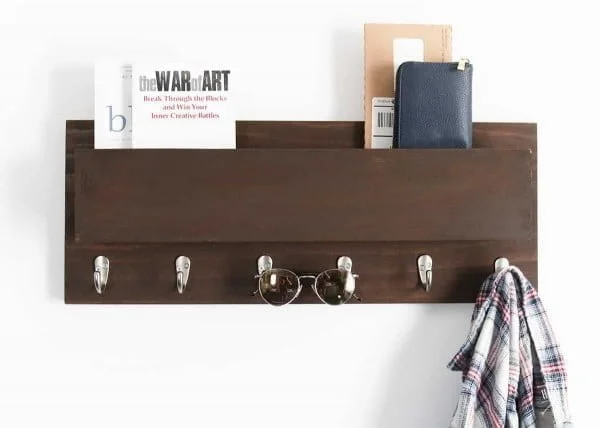 DIY Wood Coat Rack & Mail Holder