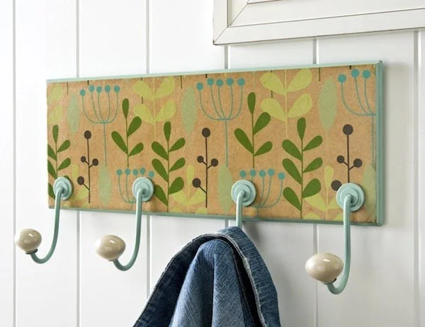Floral Wrapping Paper DIY Coat Rack
