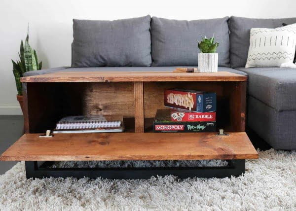 DIY Coffee Table With Hidden Storage - DIY Huntress #DIY #homedecor #storage
