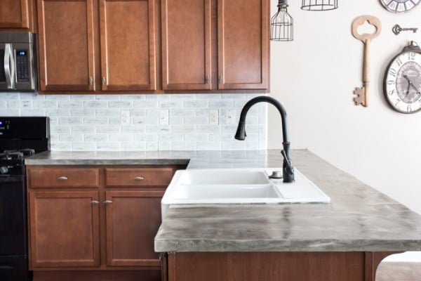 DIY Feather Finish Concrete Countertops