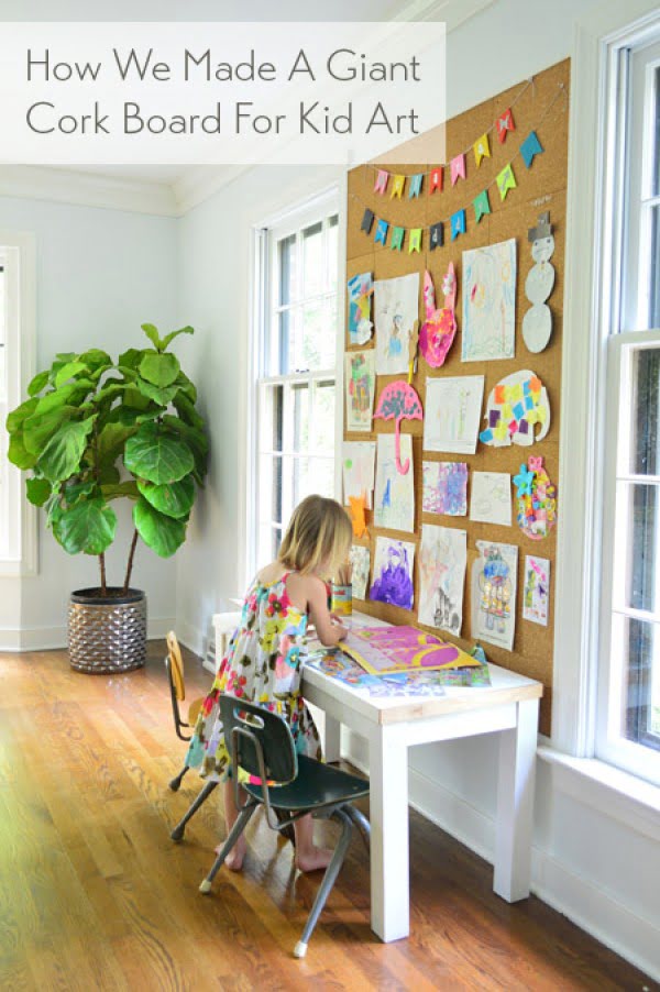 How To Make A Giant Cork Board Wall For Kid Art