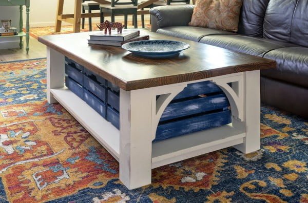 Farmhouse Style DIY Coffee Table with Storage