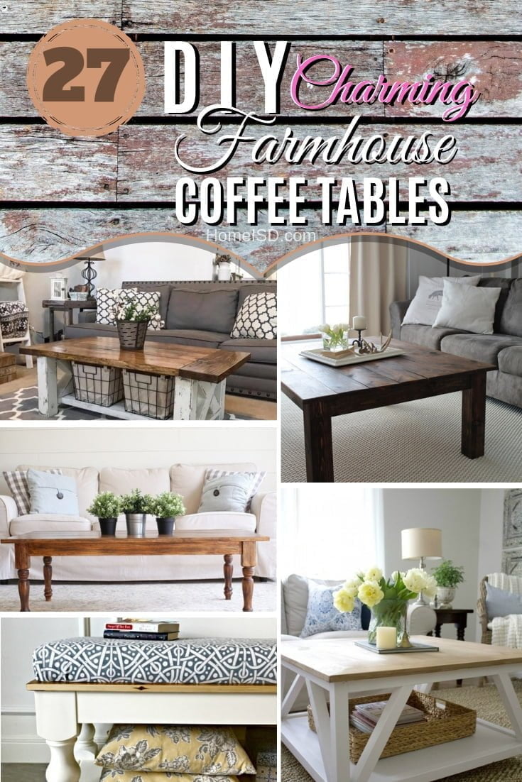 Going after the farmhouse look in your home? One of these 27 stunning DIY farmhouse coffee tables will find a great place in your home. What a great list! #DIY #homedecor #farmhouse