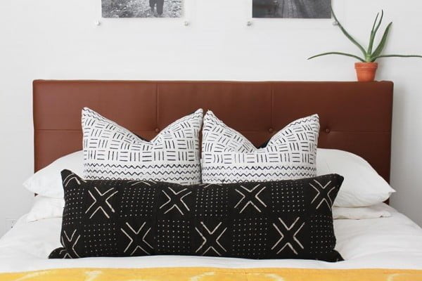 West Elm Inspired DIY Leather Tufted Headboard | And Then We Tried #diy #homedecor #bedroomdecor